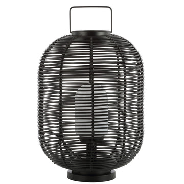 Kandella 26.7" Outdoor Woven Oval Asian LED Lantern - JONATHAN Y